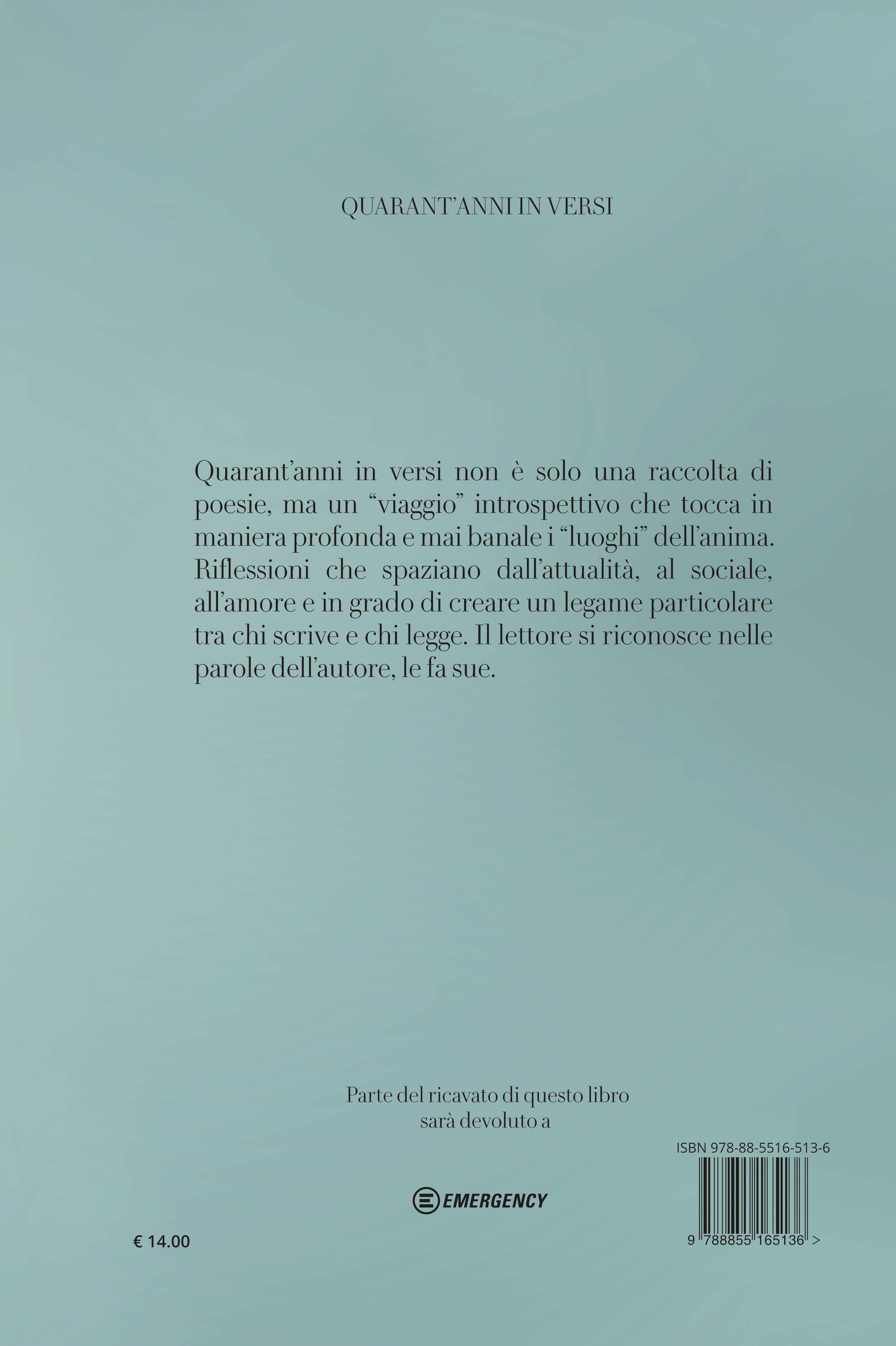 Quarta di copertina di Quarant'anni in versi