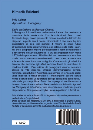 Quarta di copertina di Appunti sul Paraguay