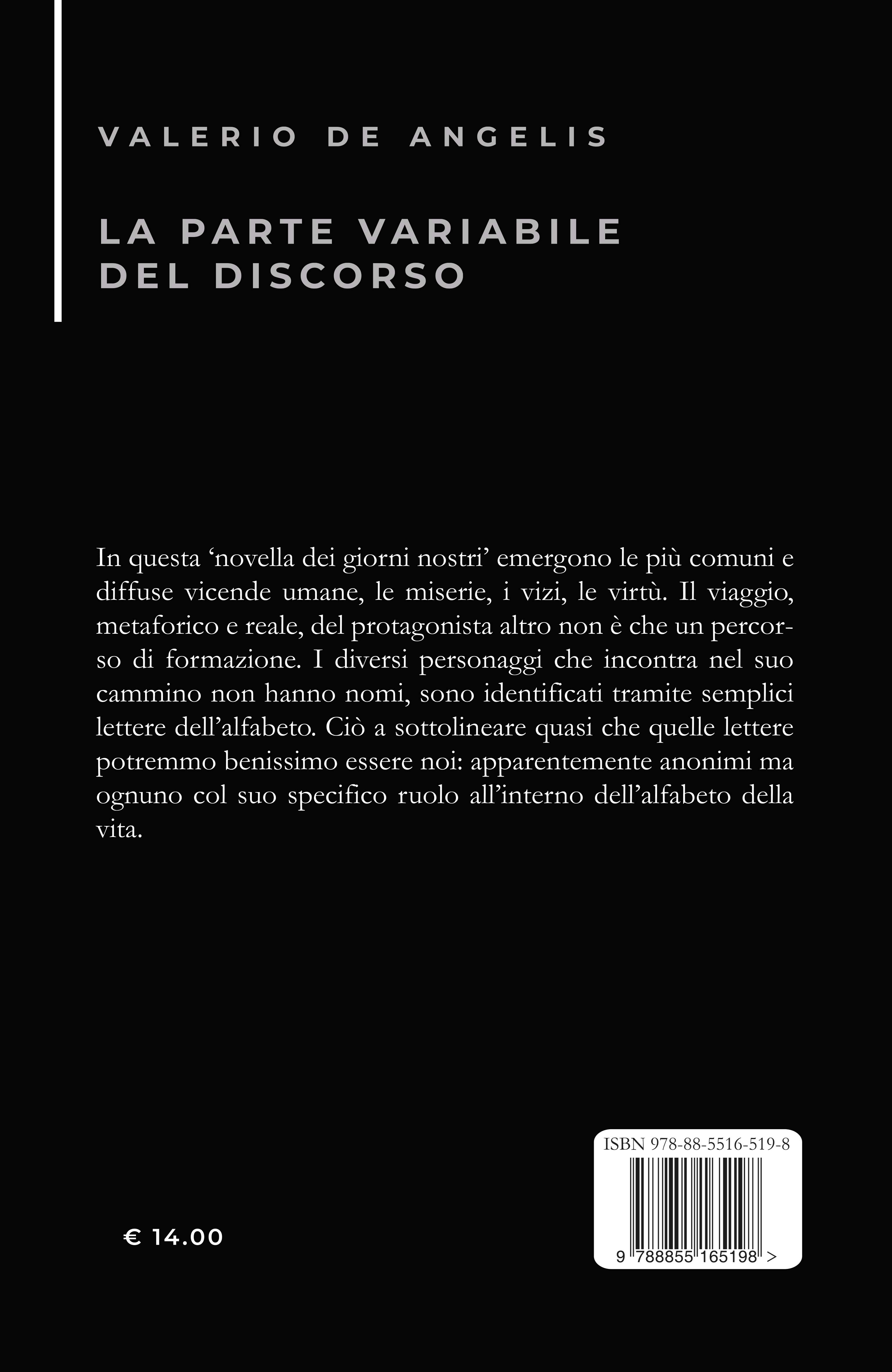Quarta di copertina di La parte variabile del discorso