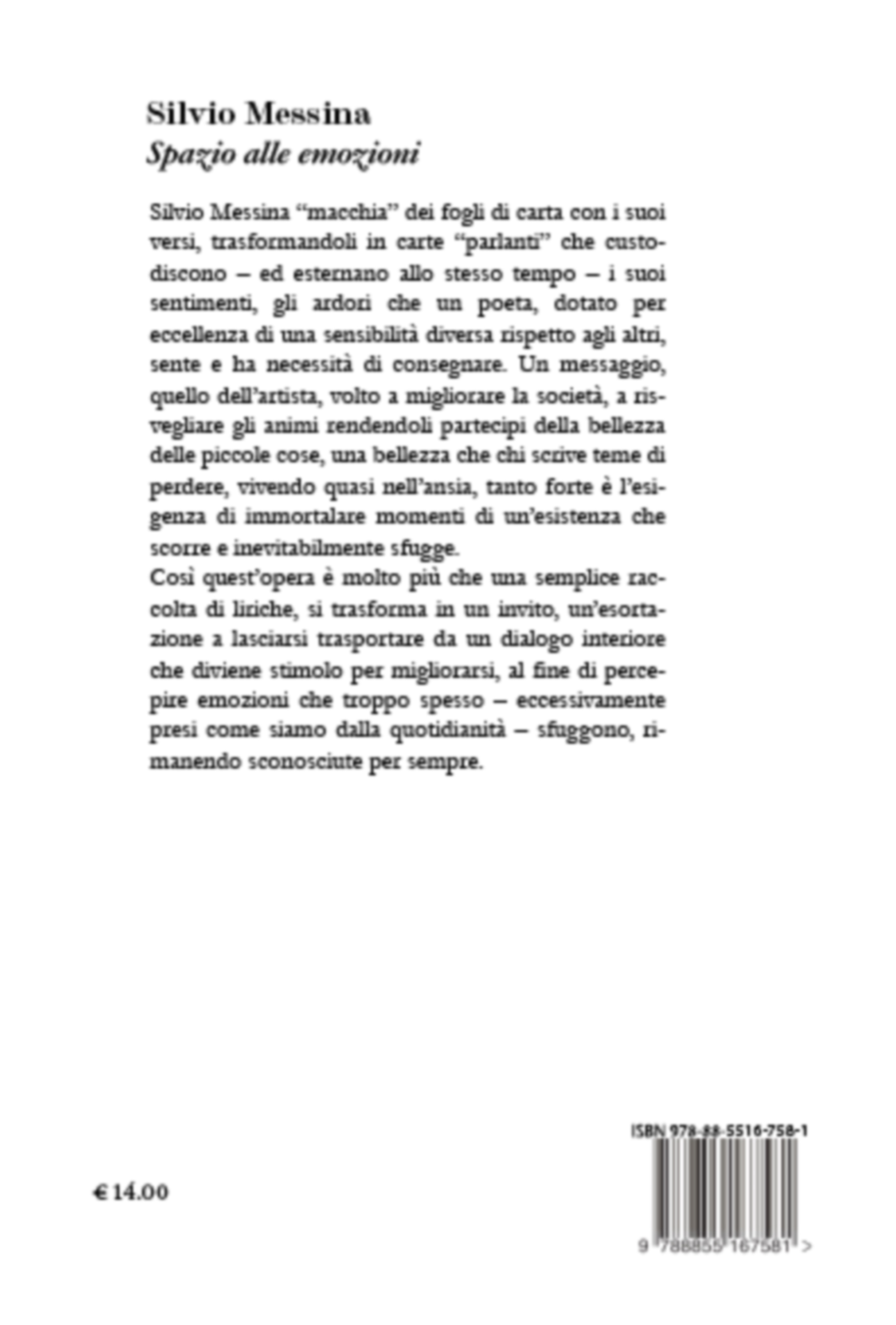 Quarta di copertina di Spazio alle emozioni