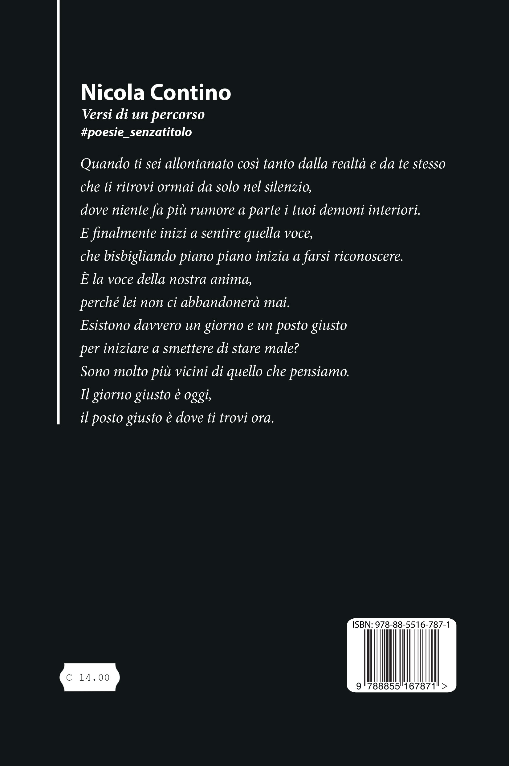 Quarta di copertina di Versi di un percorso