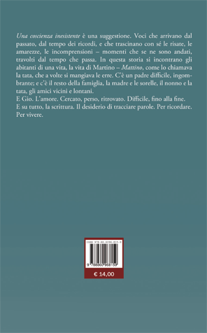 Quarta di copertina di Una coscienza inesistente