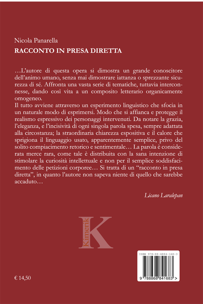Quarta di copertina di Racconto in presa diretta