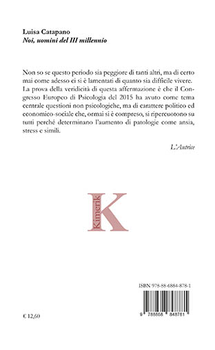 Quarta di copertina di Noi, uomini del III millennio