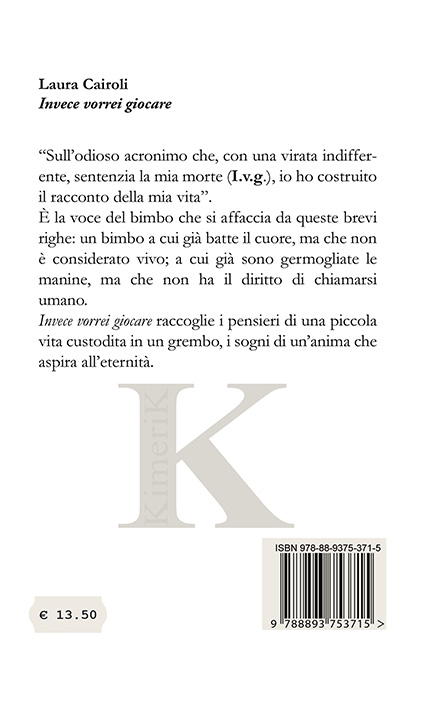 Quarta di copertina di Invece vorrei giocare