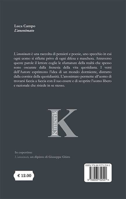 Quarta di copertina di L'anonimato