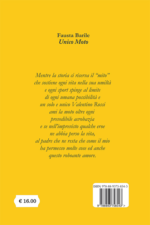 Quarta di copertina di Unico Moto