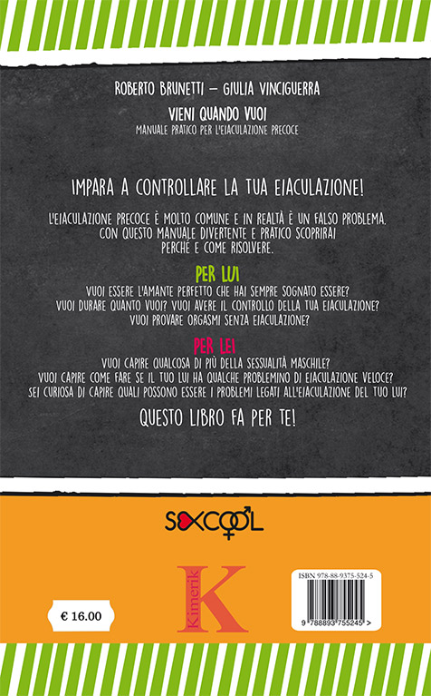 Quarta di copertina di Vieni quando vuoi - Manuale Pratico per l Eiaculazione Precoce