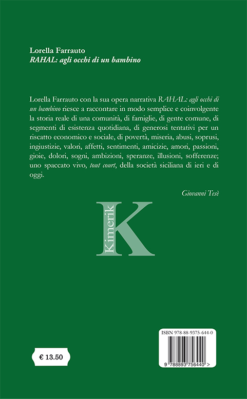 Quarta di copertina di Rahal: agli occhi di un bambino