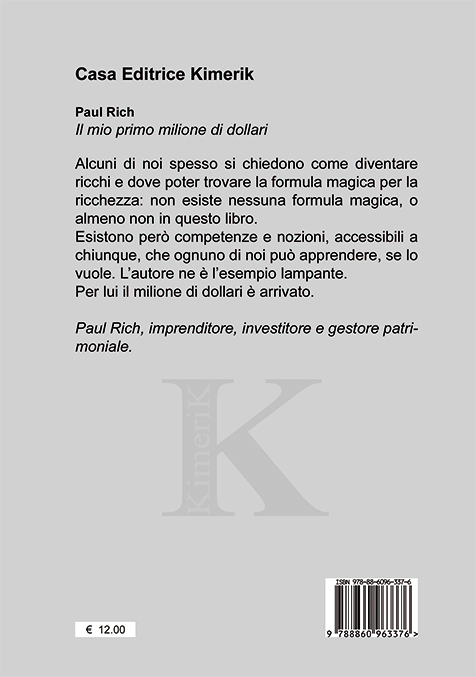 Quarta di copertina di Il mio primo milione di dollari
