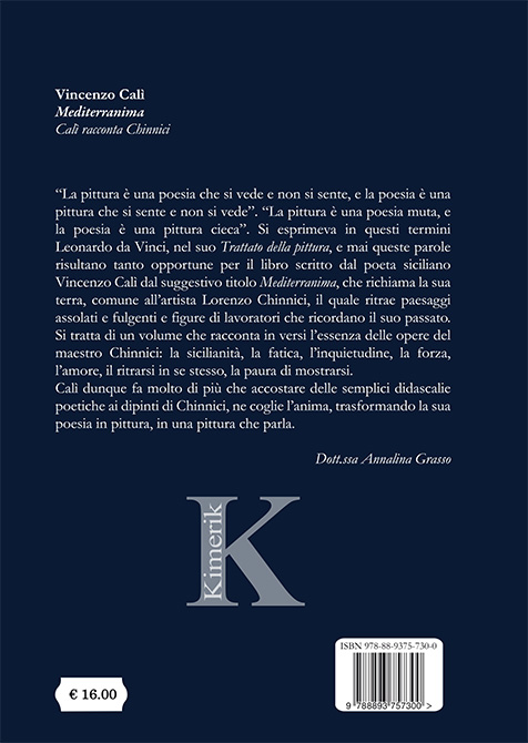 Quarta di copertina di Mediterranima - Calì racconta Chinnici