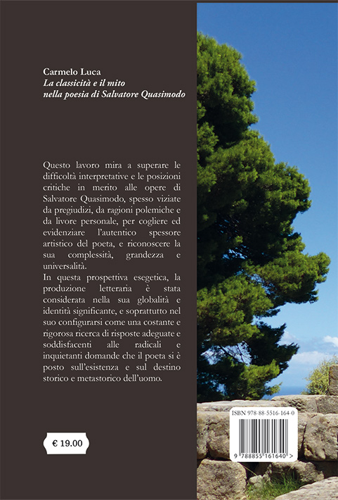 Quarta di copertina di La classicità e il mito nella poesia di Salvatore Quasimodo