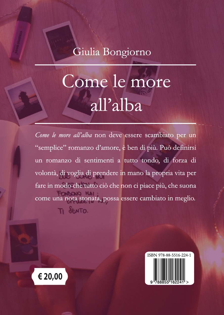 Quarta di copertina di Come le more all'alba