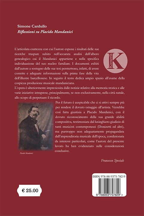 Quarta di copertina di Riflessioni su Placido Mandanici