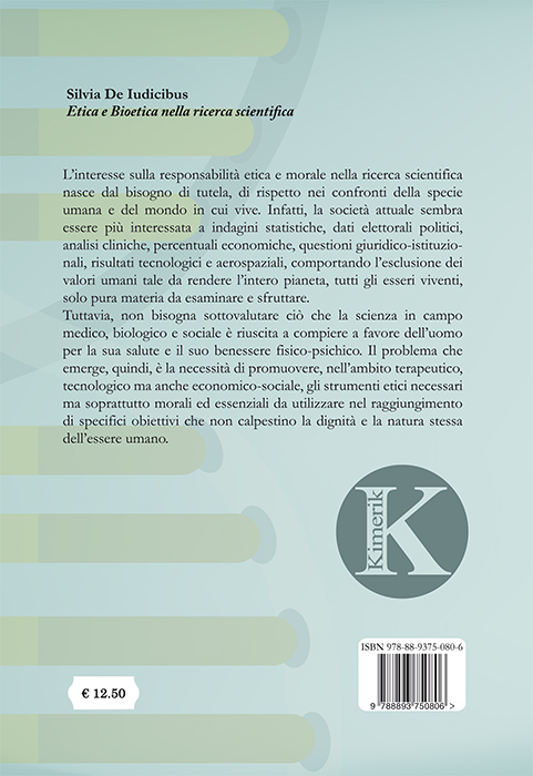 Quarta di copertina di Etica e Bioetica nella Ricerca Scientifica