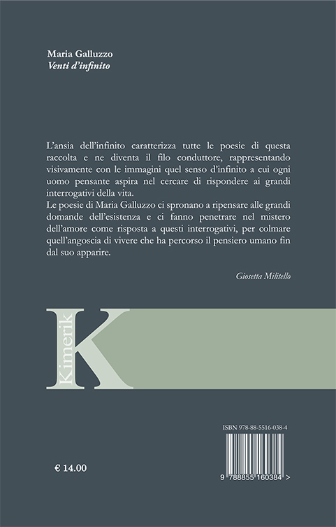 Quarta di copertina di Venti d'infinito