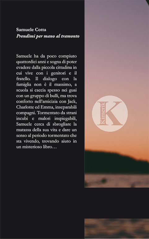 Quarta di copertina di Prendimi per mano al tramonto
