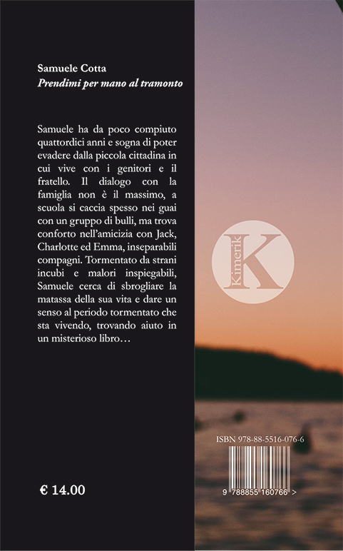Quarta di copertina di Prendimi per mano al tramonto