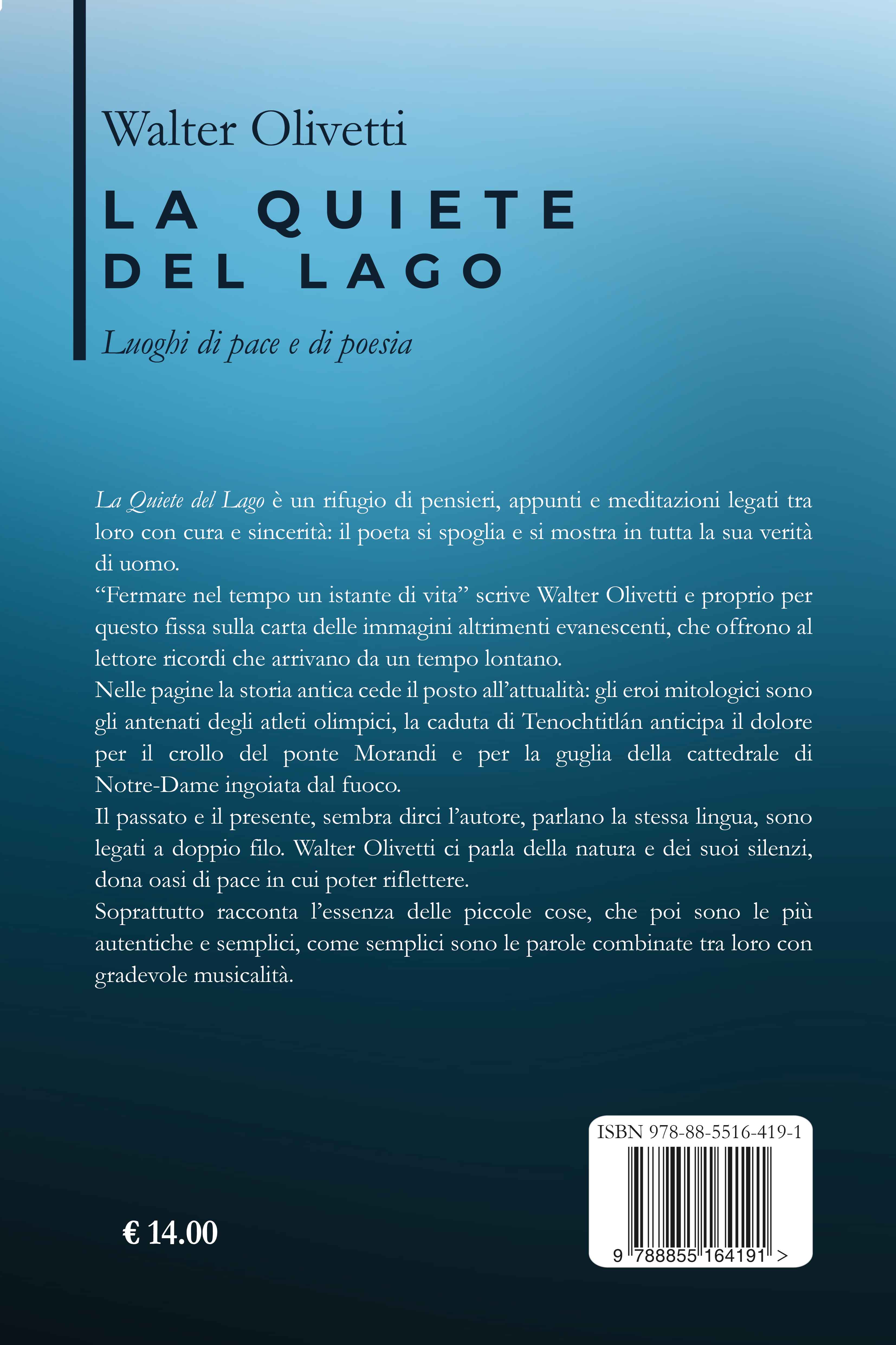 Quarta di copertina di La Quiete del Lago