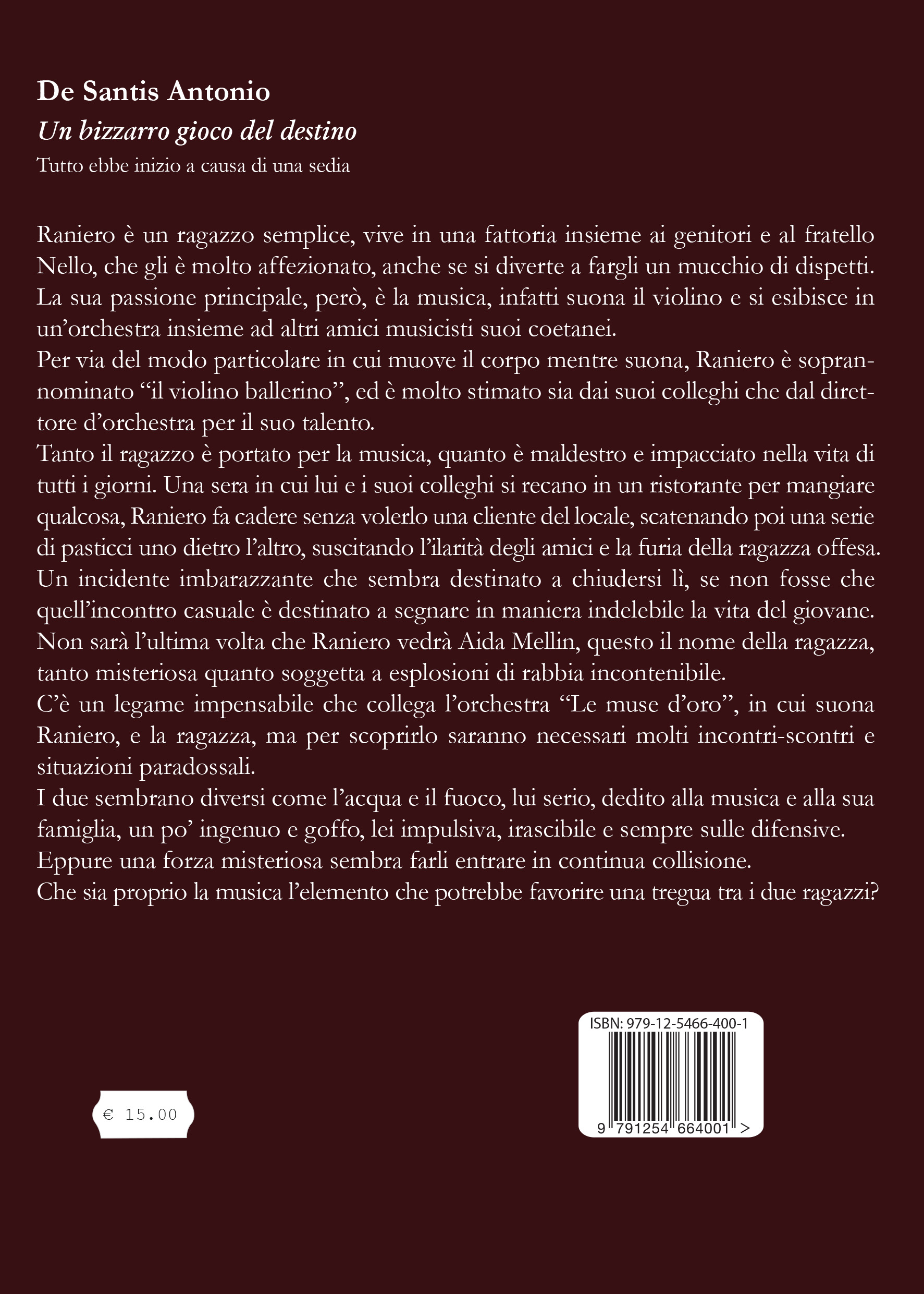 Quarta di copertina di Un bizzarro gioco del destino