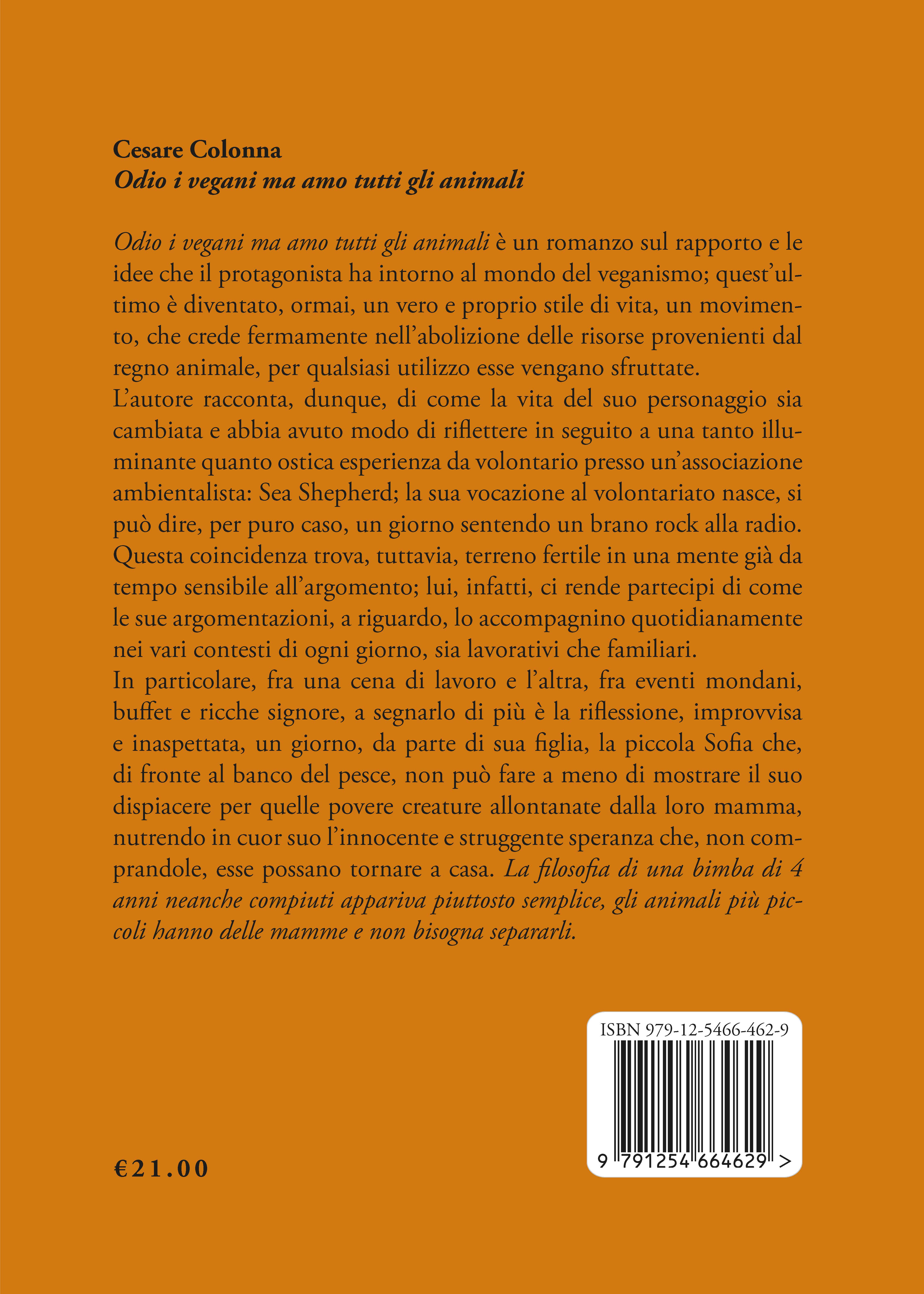 Quarta di copertina di Odio i vegani ma amo tutti gli animali