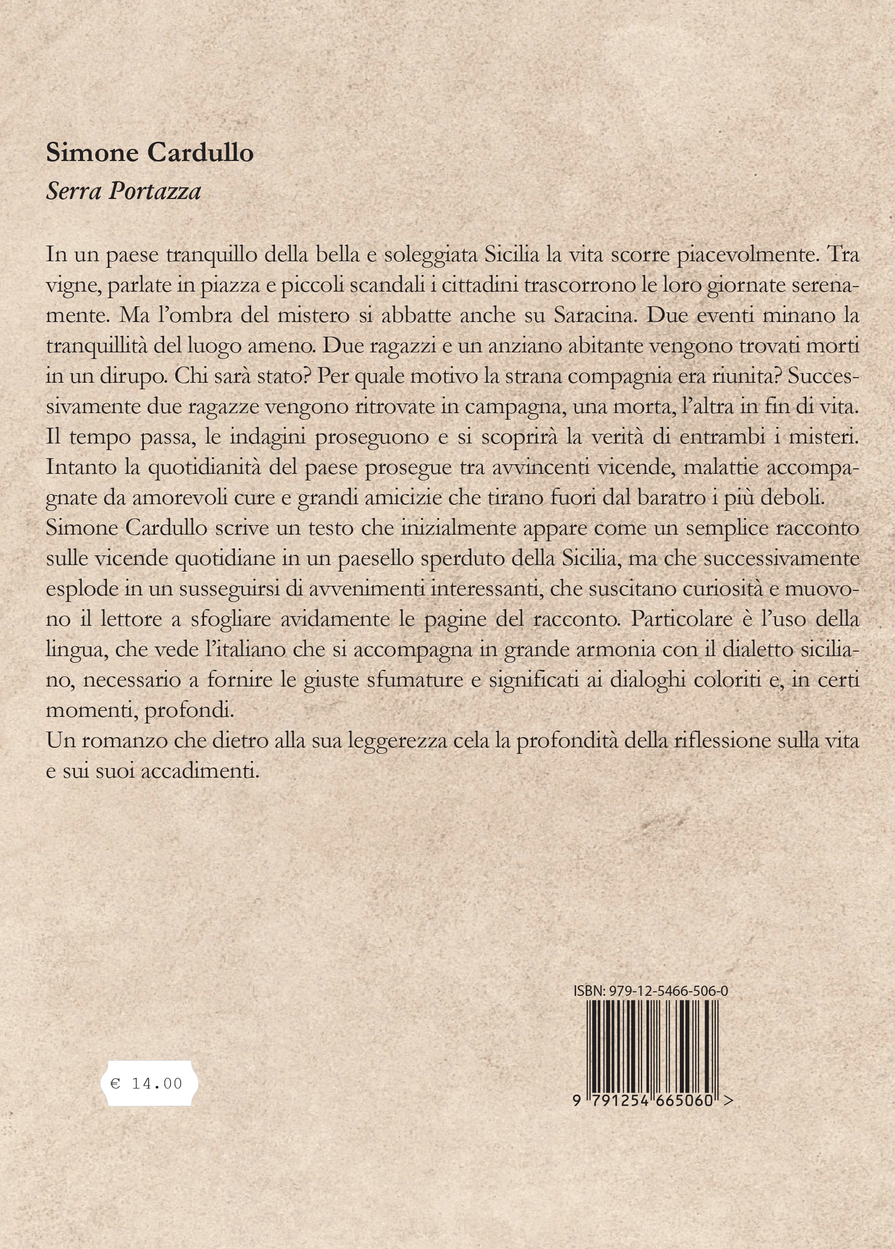 Quarta di copertina di Serra Portazza