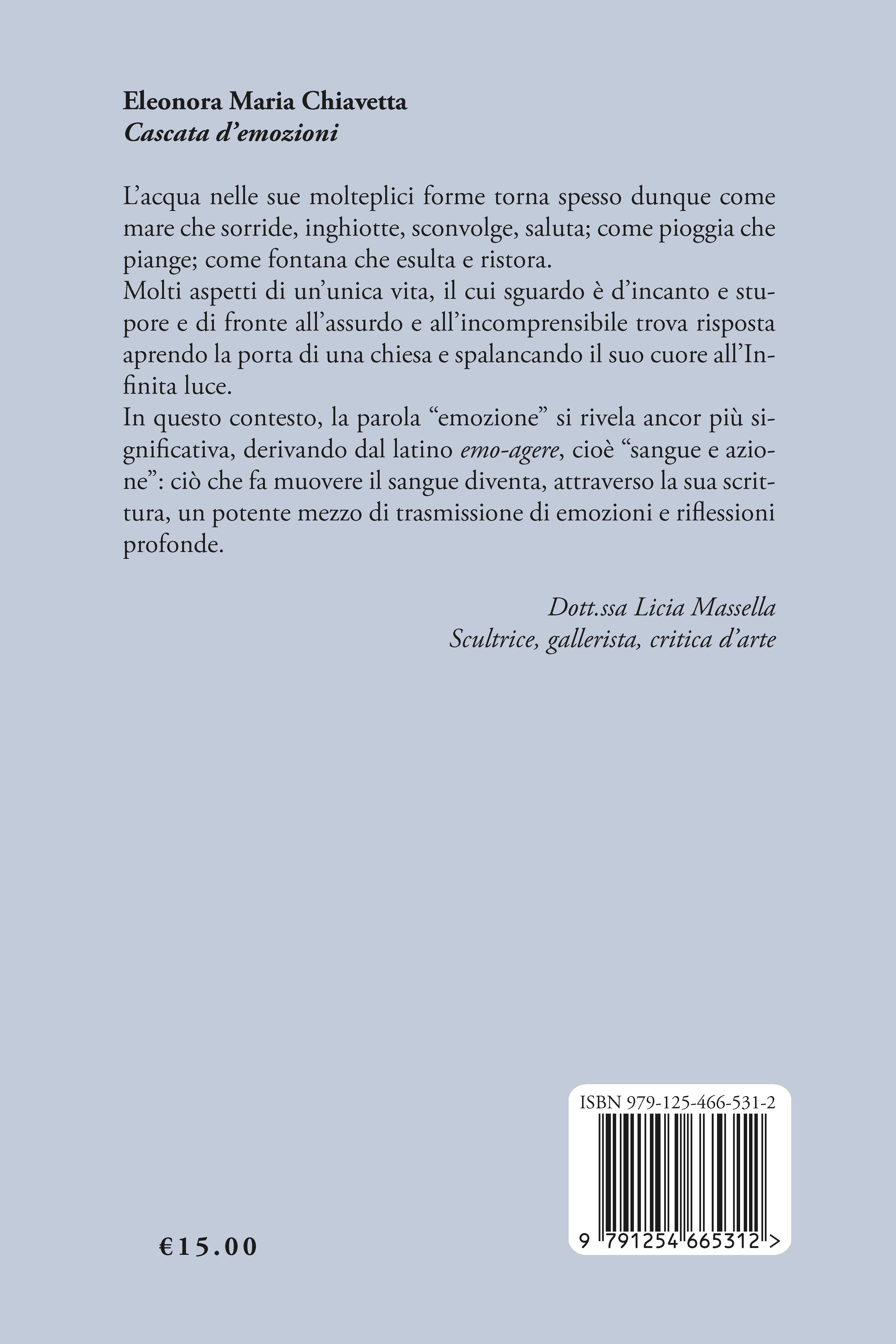 Quarta di copertina di Cascata d’emozioni