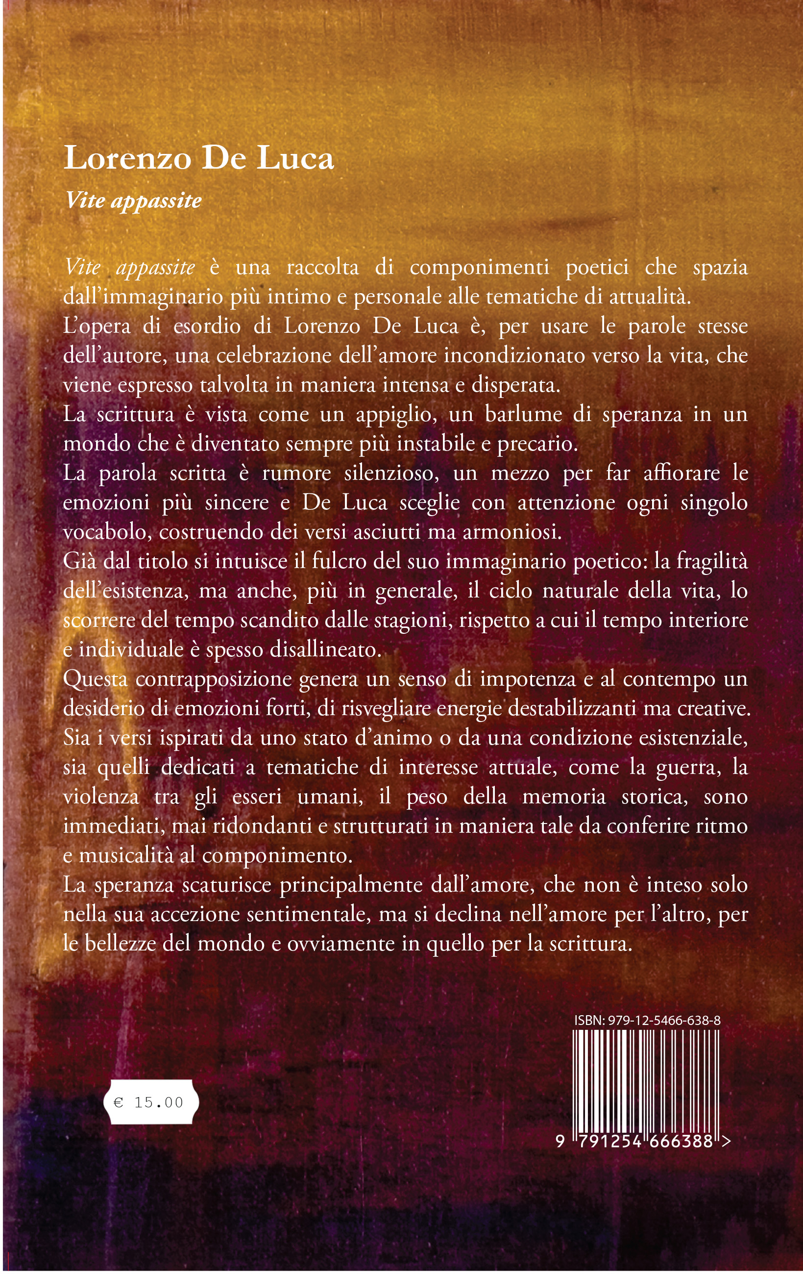 Quarta di copertina di Vite appassite