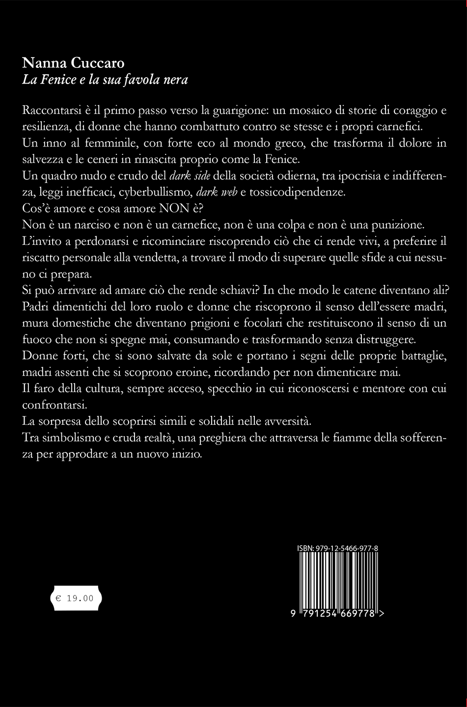 Quarta di copertina di La Fenice e la sua favola nera