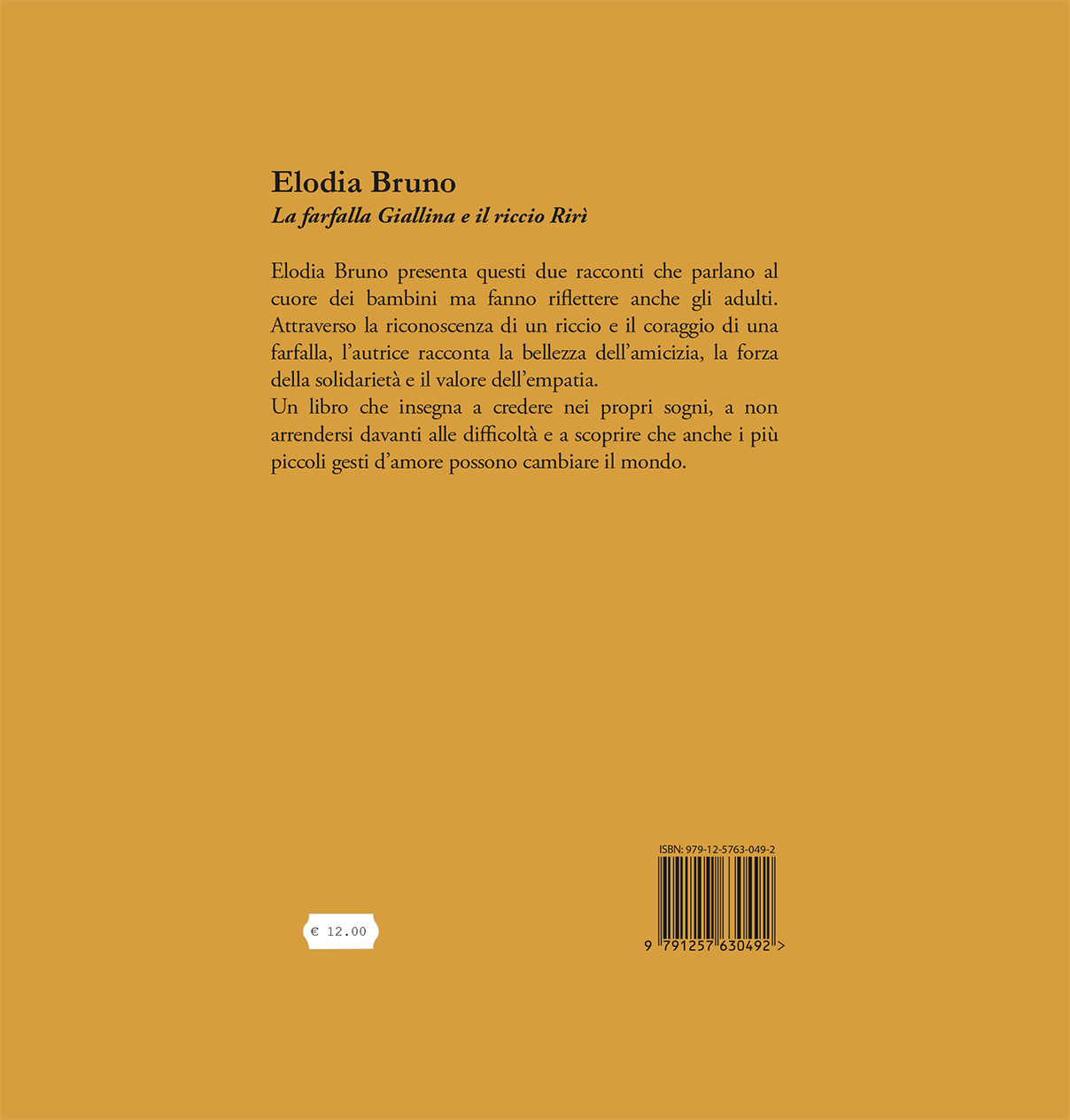 Quarta di copertina di La farfalla Giallina e il riccio Rirì