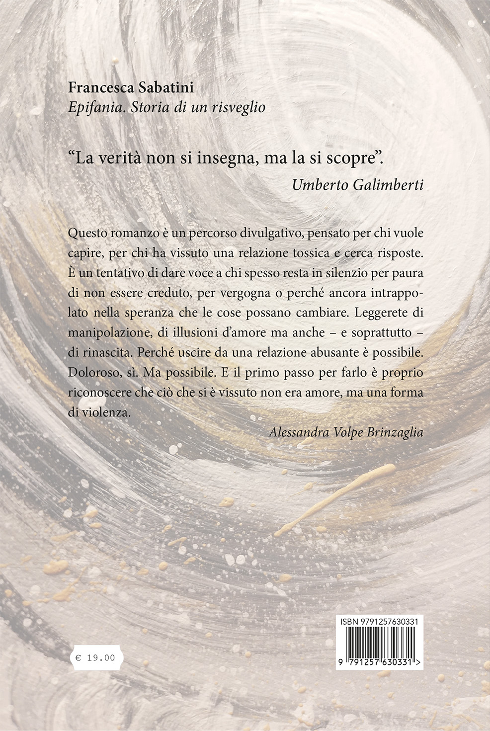 Quarta di copertina di Epifania. Storia di un risveglio