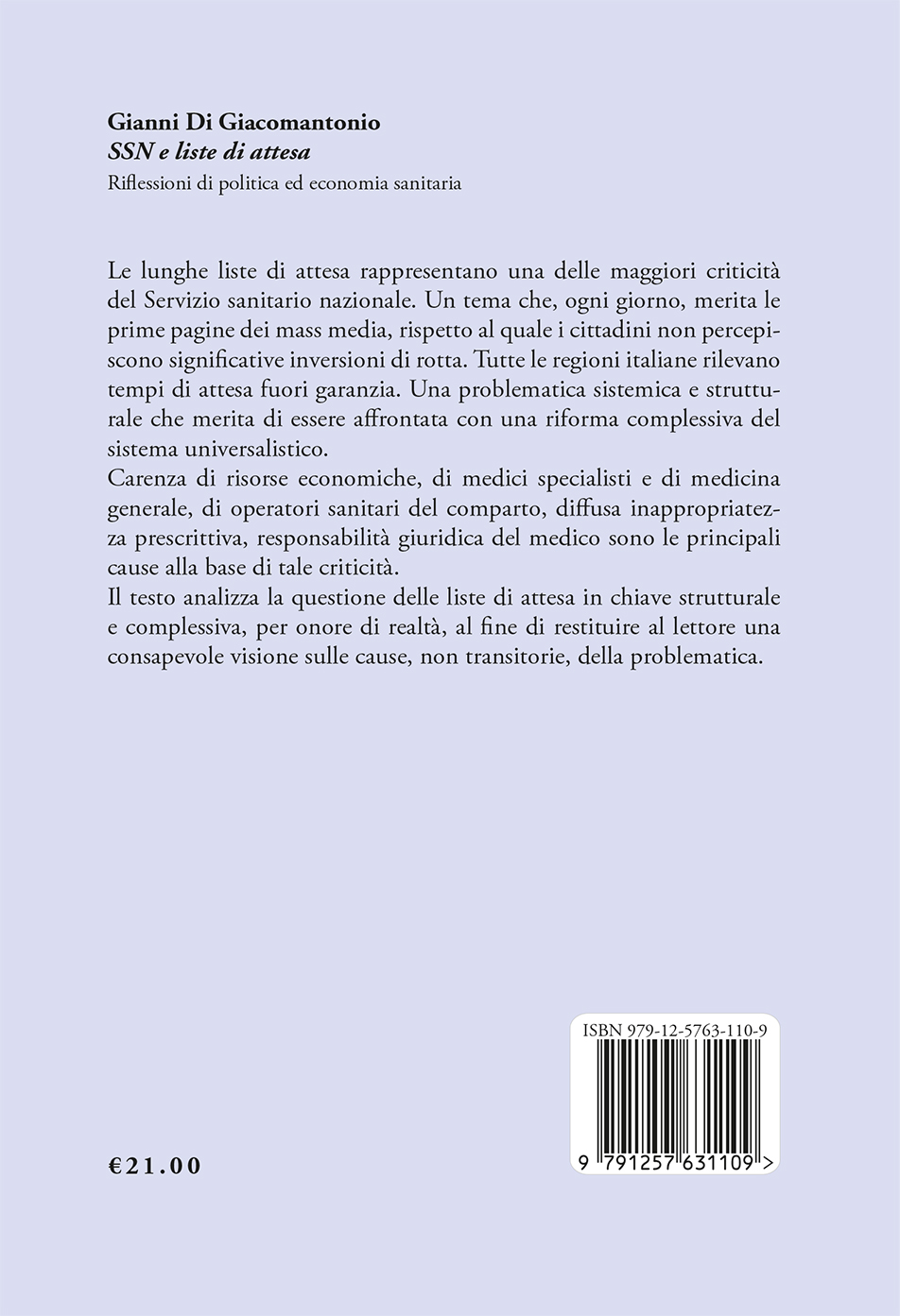 Quarta di copertina di SSN e liste di attesa