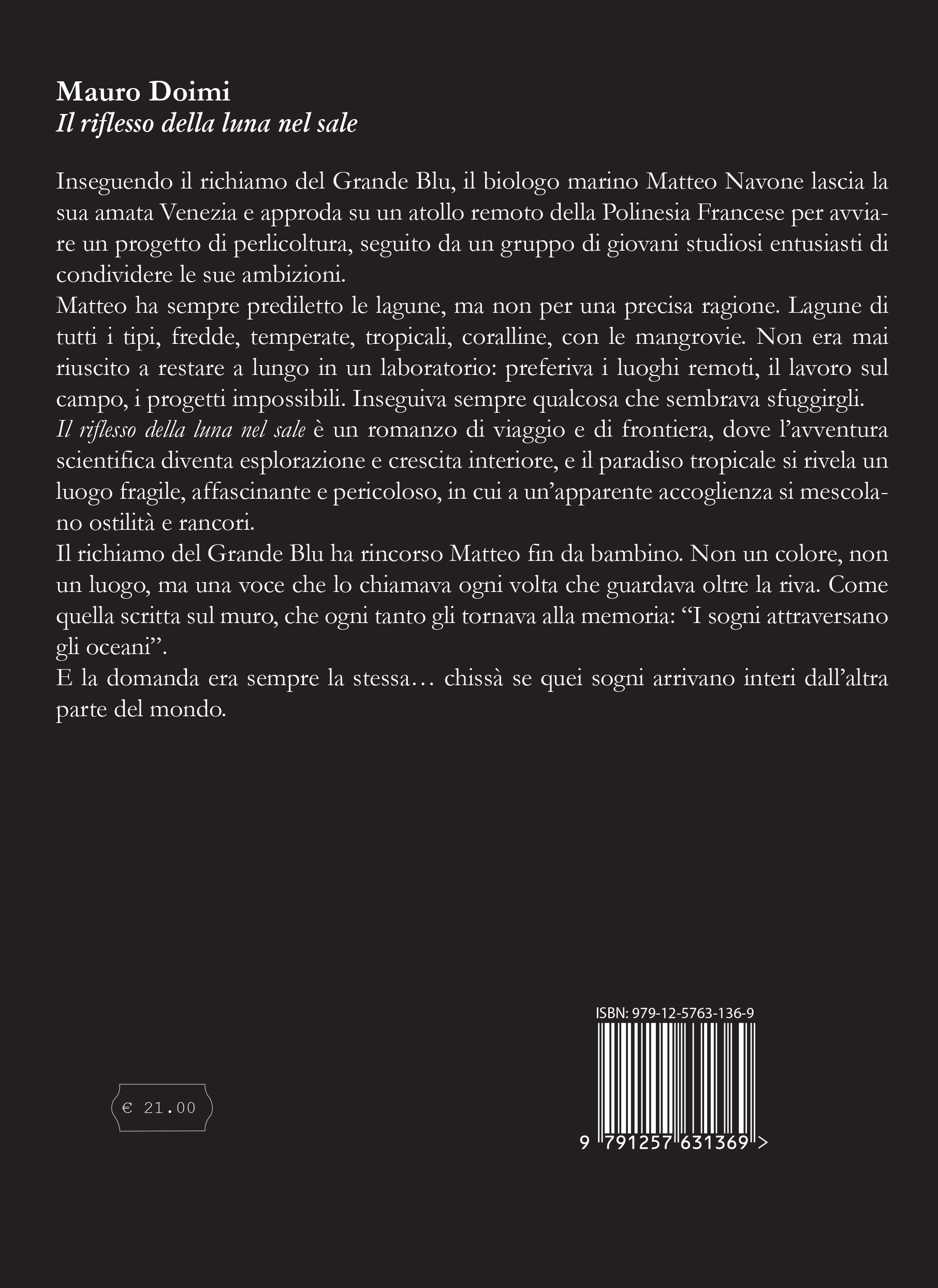 Quarta di copertina di Il riflesso della luna nel sale