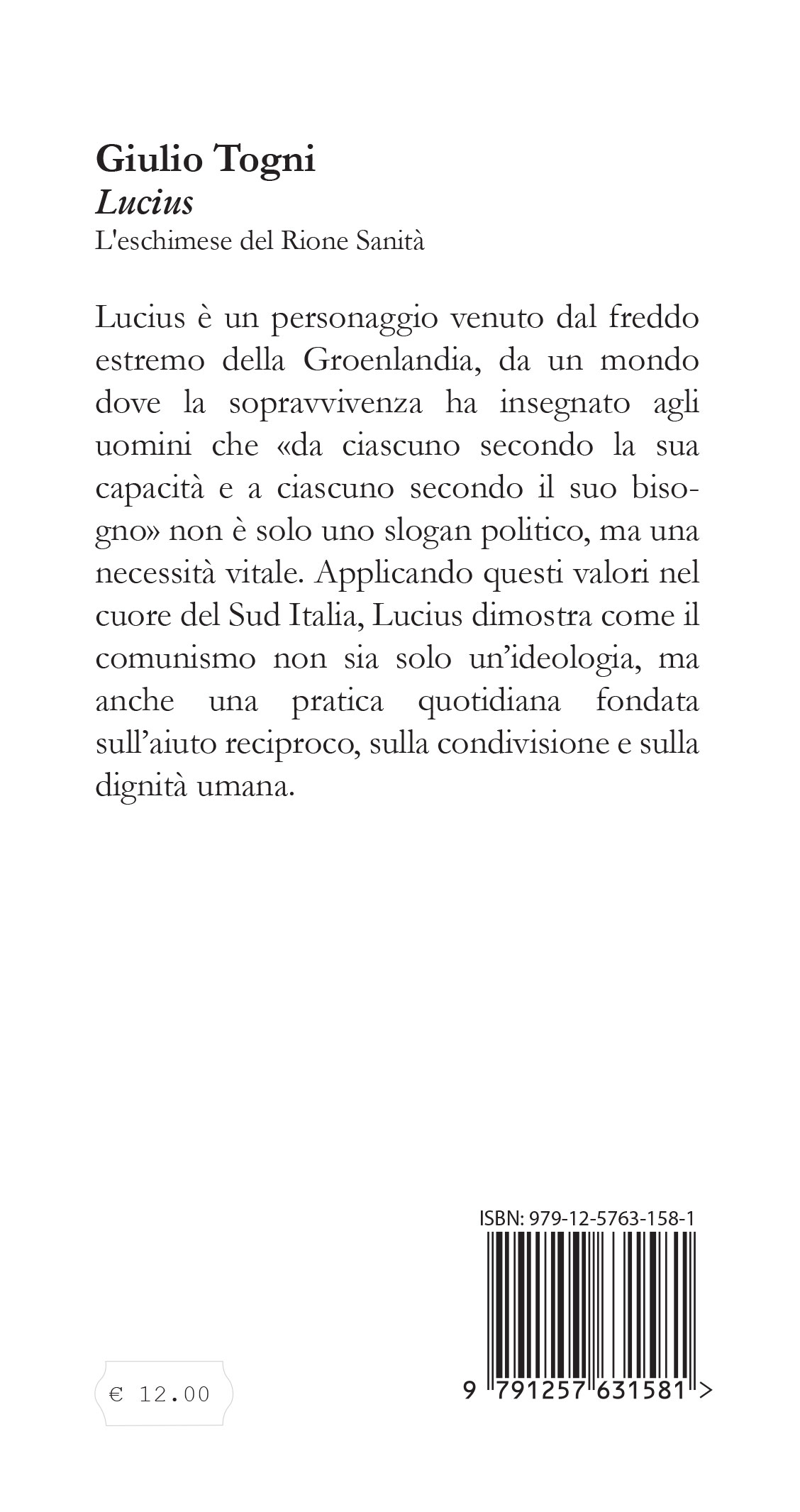 Quarta di copertina di Lucius