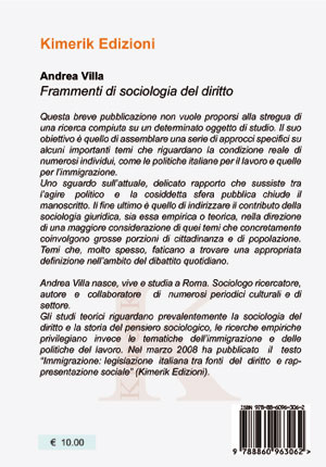 Quarta di copertina di Frammenti di sociologia del diritto