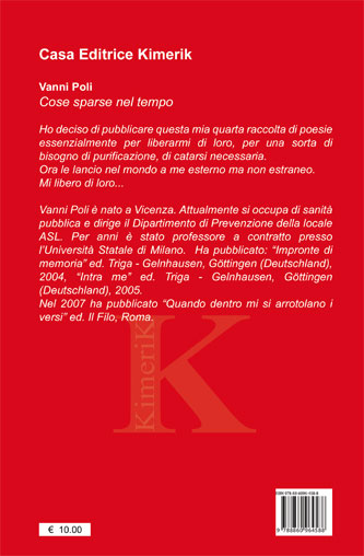 Quarta di copertina di Cose sparse nel tempo